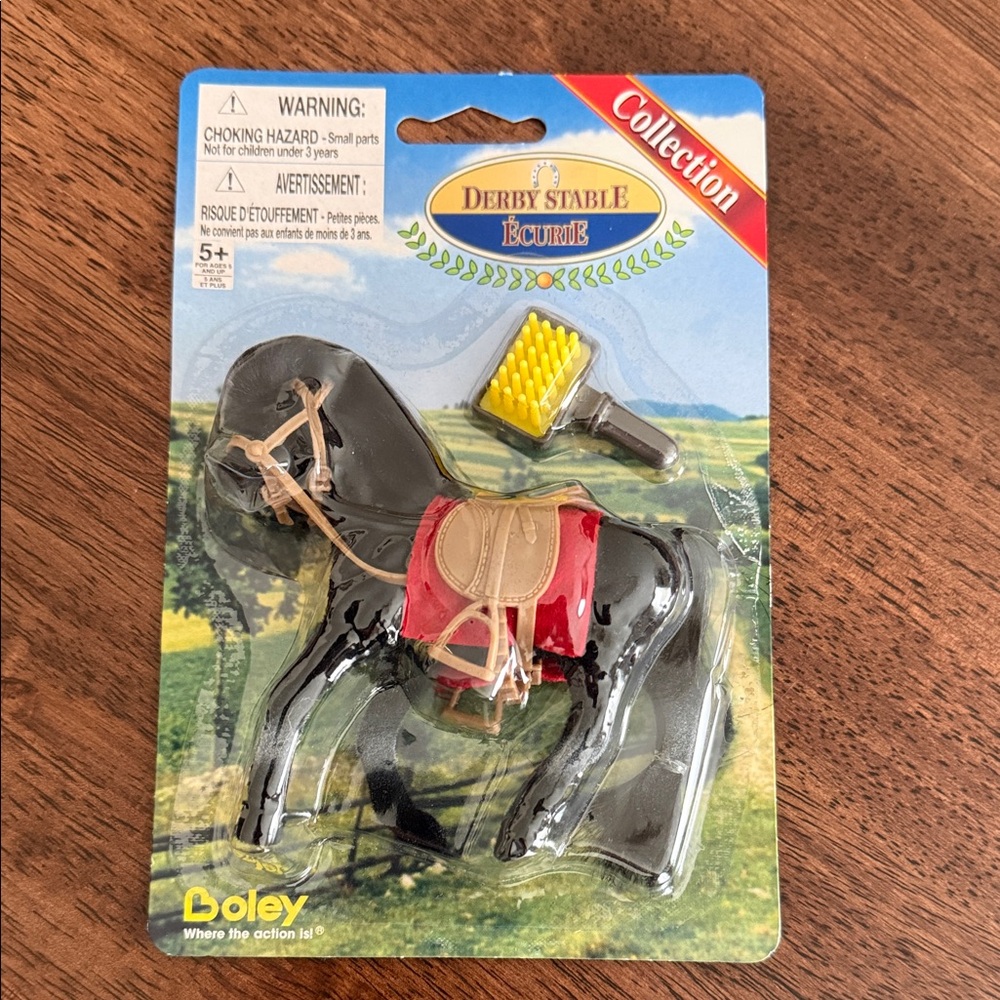 Boley derby stable black horse and brush